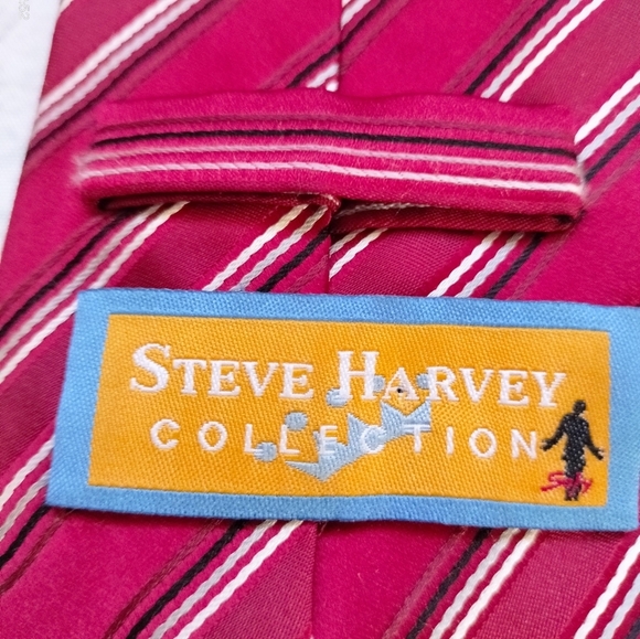 Steve Harvey Collection Red Striped Tie Necktie Handmade Classic Formal - Picture 8 of 10